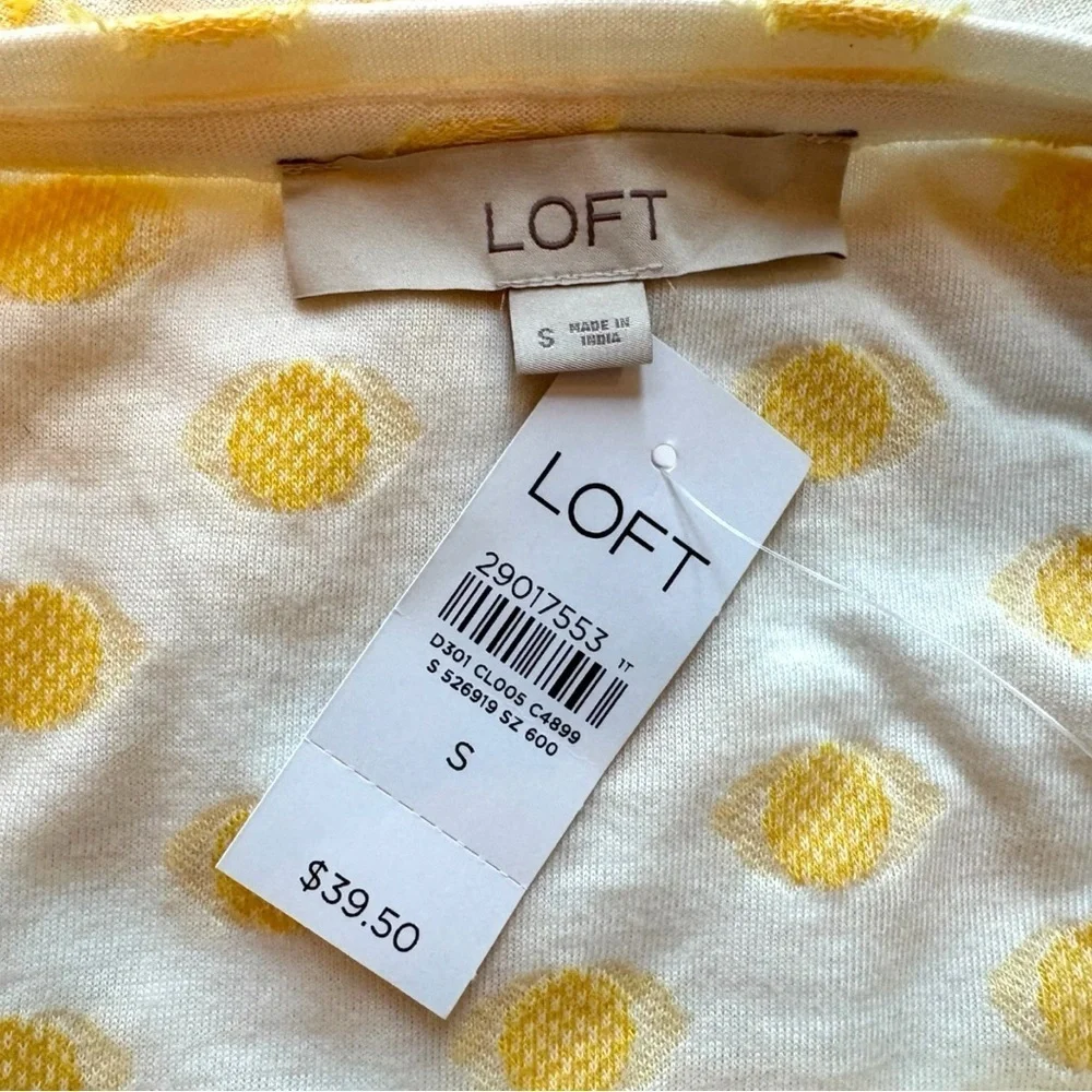 LOFT Yellow Dot Peplum Top - Size Small - NWT - Polka Dot / Spring
